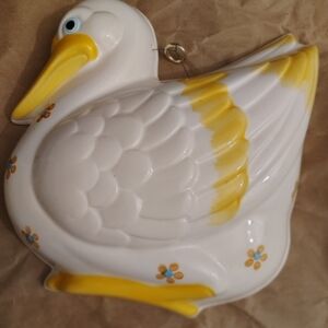 Ceramic Duck Wall Decor with Yellow Accents
